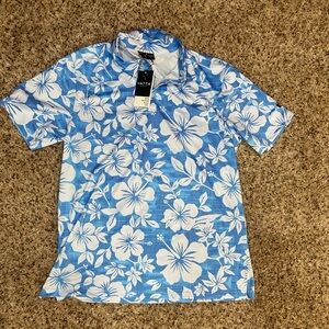 YATTA GOLF Men's light blue and white XL hibiscus polo 🌺